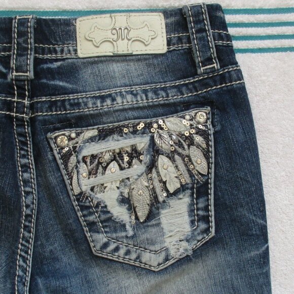 🌸SOLD🌸 MISS ME Jeans Size 25 Mid-Rise Easy Boot Cut Denim - Picture 5 of 9